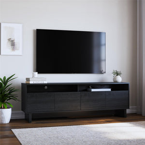 RealRooms Nivelle 4-Door TV Stand Console for TVs up to 75" - Black Oak