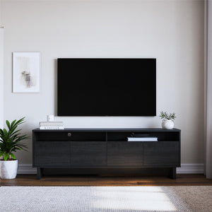 RealRooms Nivelle 4-Door TV Stand Console for TVs up to 75" - Black Oak