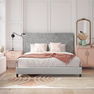 CosmoLiving Mondo Upholstered Platform Bed - Gray - King
