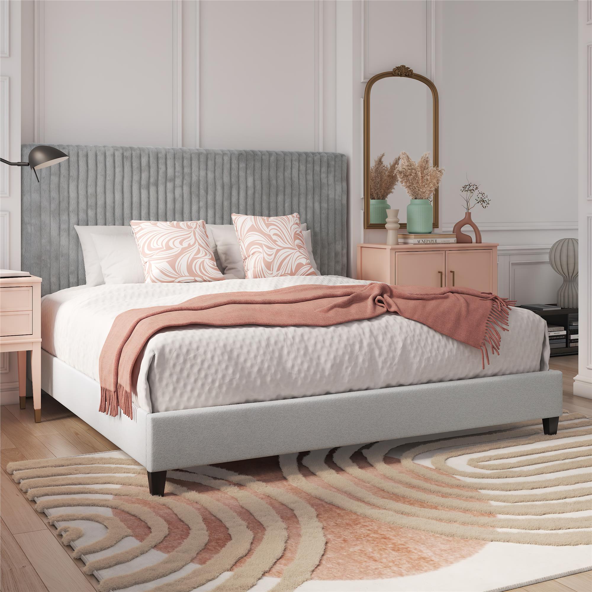CosmoLiving Mondo Upholstered Platform Bed - Gray - King