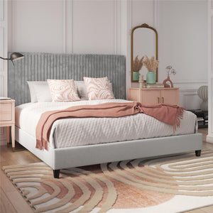 CosmoLiving Mondo Upholstered Platform Bed - Gray - King