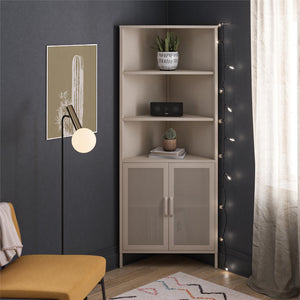 Novogratz Channing Corner Storage Cabinet with 2 Doors - Parchment