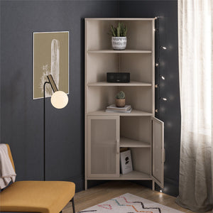 Novogratz Channing Corner Storage Cabinet with 2 Doors - Parchment