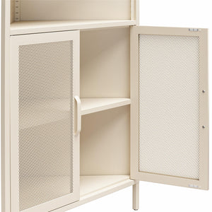 Novogratz Channing Corner Storage Cabinet with 2 Doors - Parchment