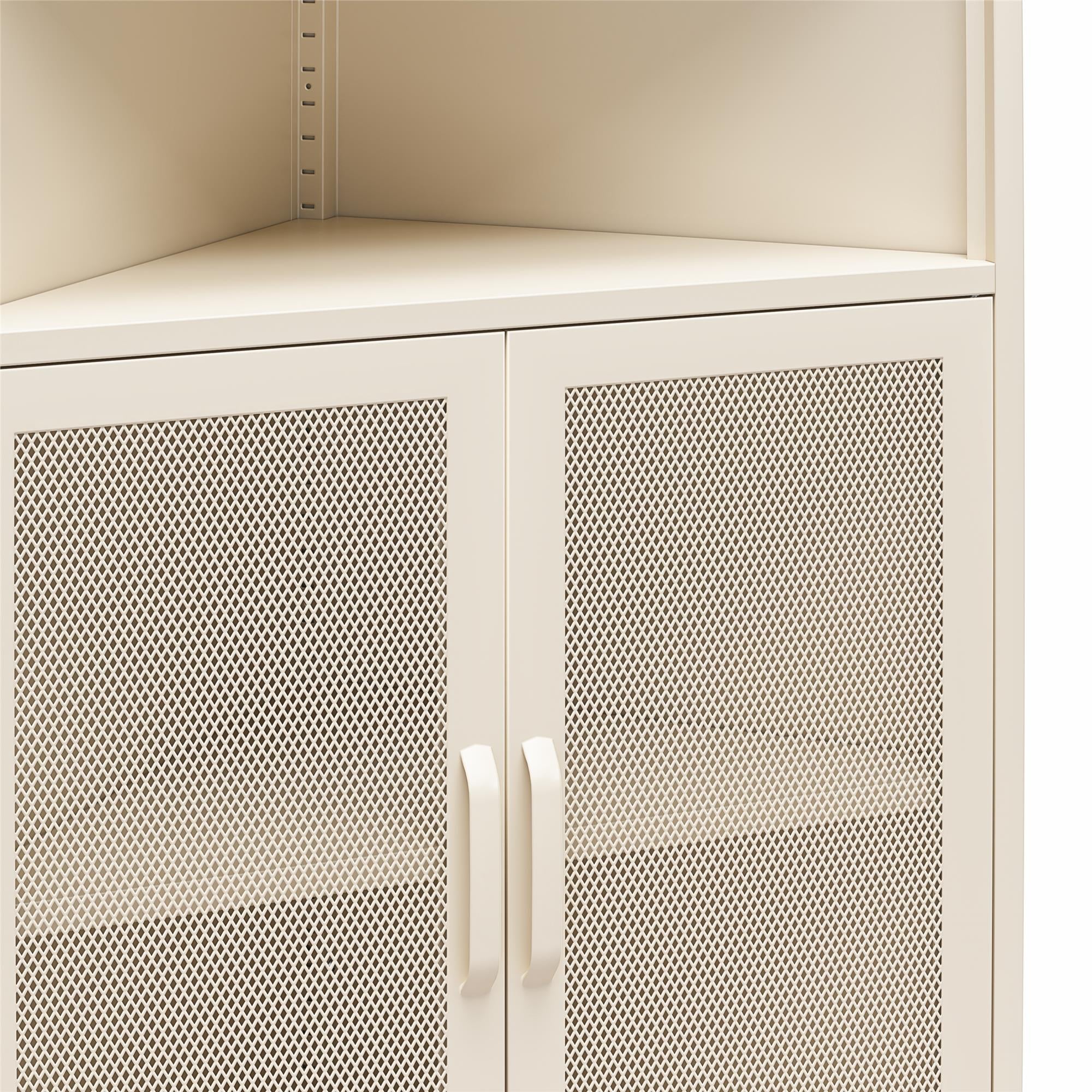 Novogratz Channing Corner Storage Cabinet with 2 Doors - Parchment
