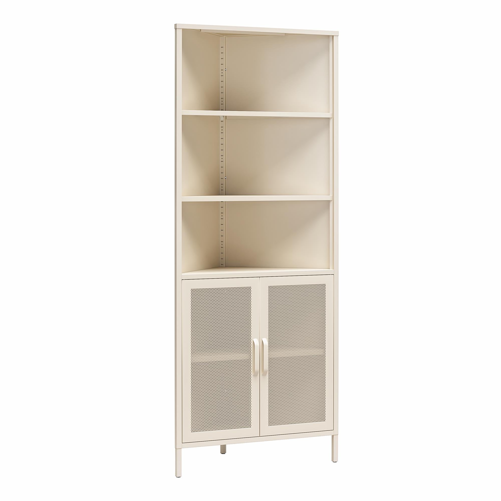Novogratz Channing Corner Storage Cabinet with 2 Doors - Parchment