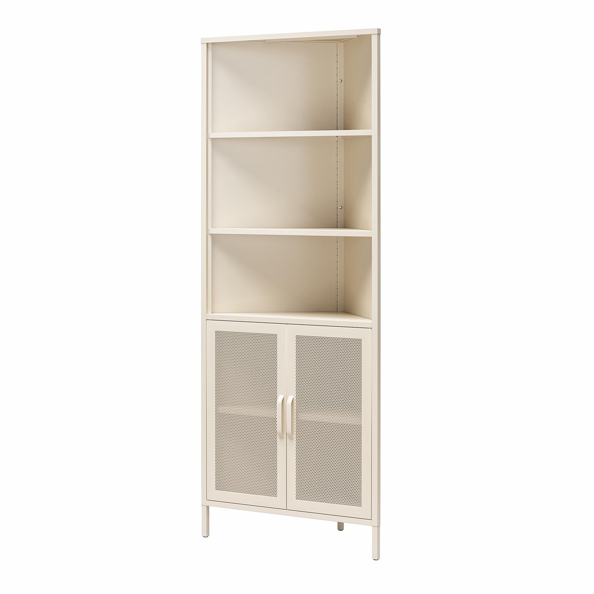 Novogratz Channing Corner Storage Cabinet with 2 Doors - Parchment