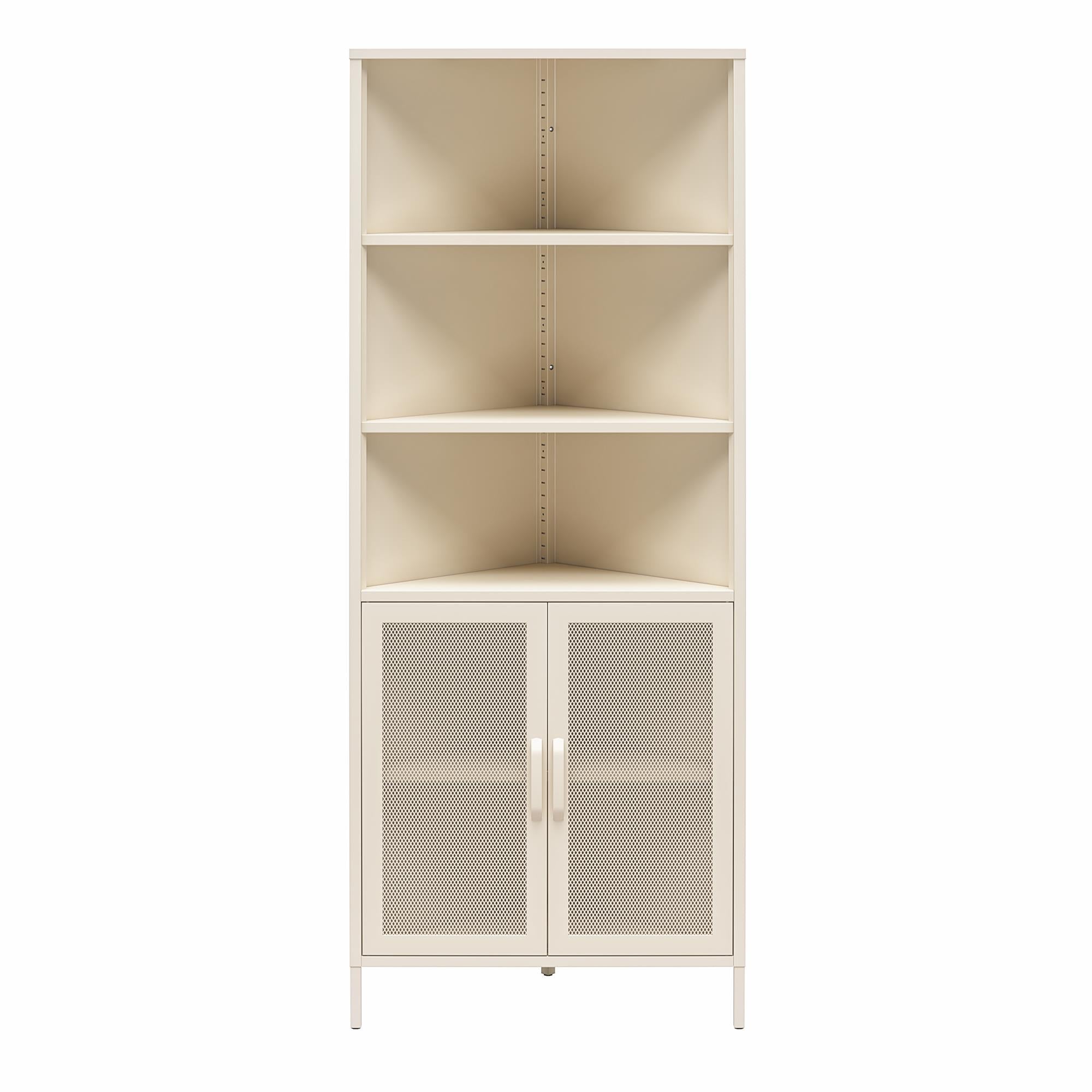 Novogratz Channing Corner Storage Cabinet with 2 Doors - Parchment