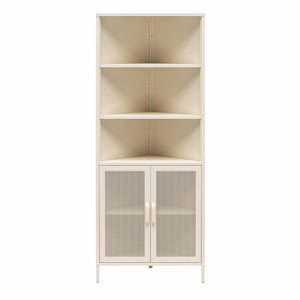 Novogratz Channing Corner Storage Cabinet with 2 Doors - Parchment