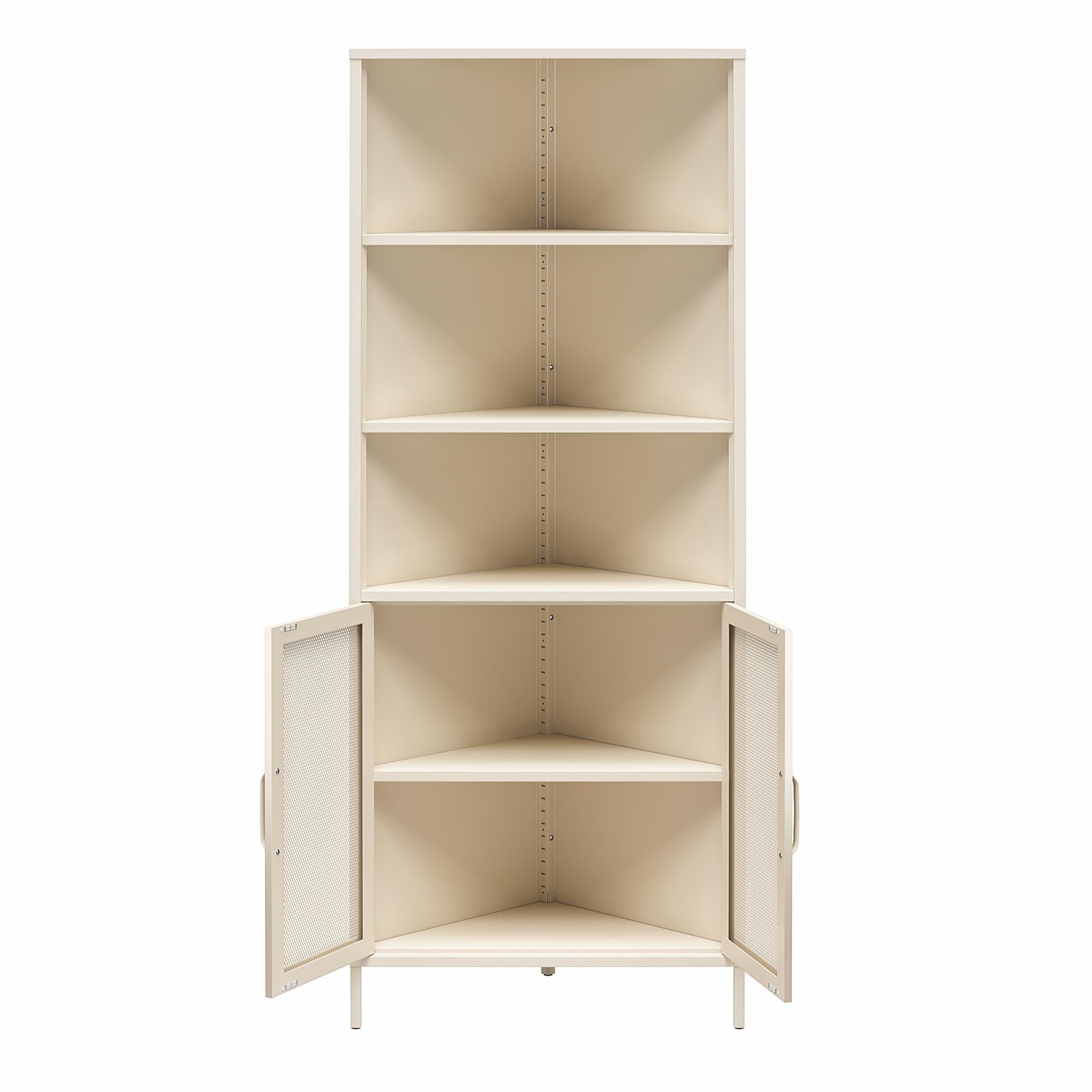 Novogratz Channing Corner Storage Cabinet with 2 Doors - Parchment