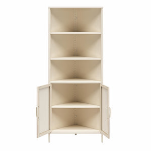 Novogratz Channing Corner Storage Cabinet with 2 Doors - Parchment