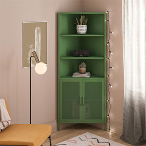 Novogratz Channing Corner Storage Cabinet with 2 Doors - Kelly Green