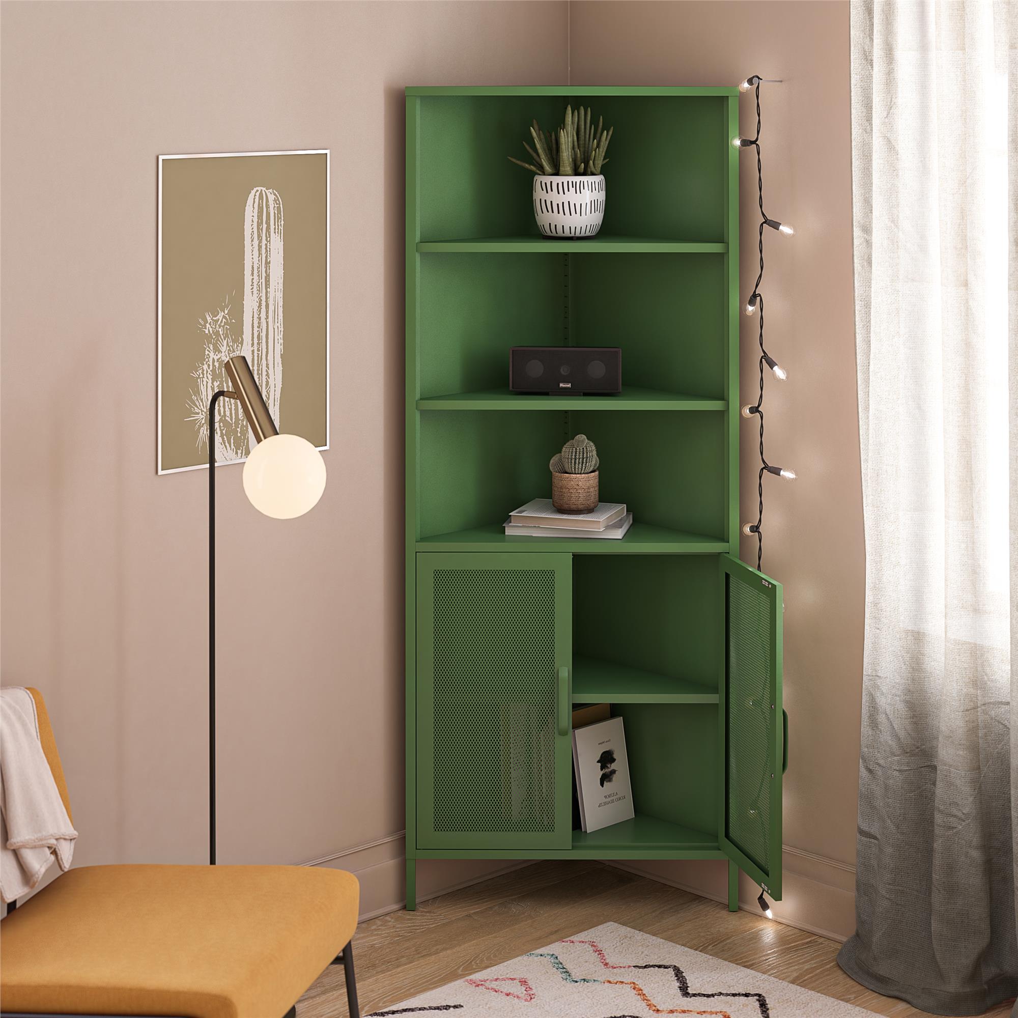 Novogratz Channing Corner Storage Cabinet with 2 Doors - Kelly Green