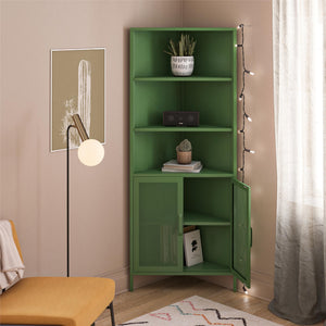 Novogratz Channing Corner Storage Cabinet with 2 Doors - Kelly Green