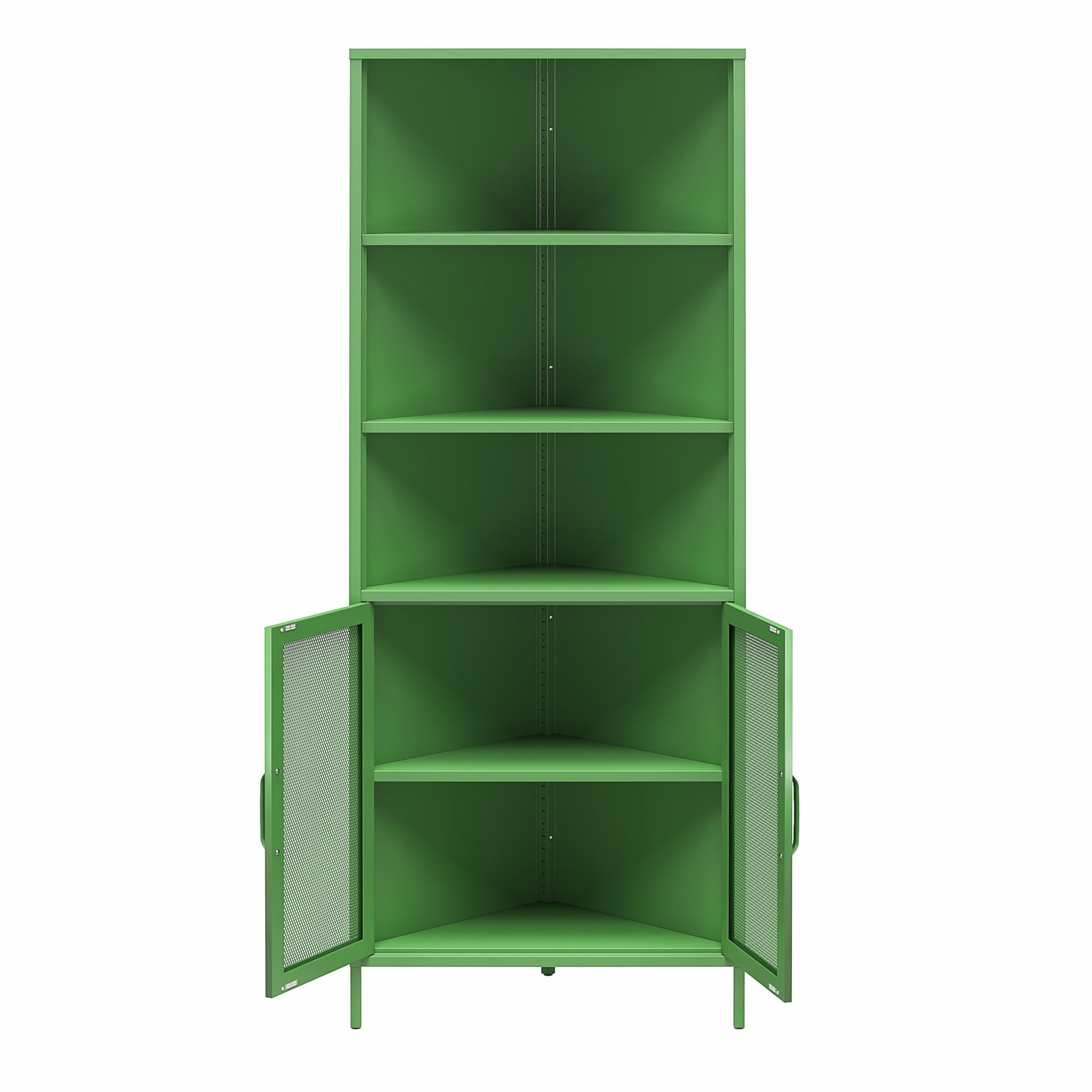 Novogratz Channing Corner Storage Cabinet with 2 Doors - Kelly Green