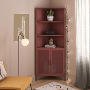 Novogratz Channing Corner Storage Cabinet with 2 Doors - Terracotta