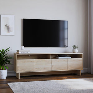 RealRooms Nivelle 4-Door TV Stand Console for TVs up to 75" - Blonde Oak