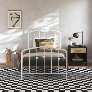Novogratz Bushwick Metal Bed - Off White - Twin
