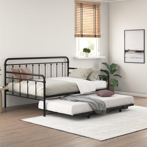 DHP Locky Metal Daybed with Pop Up Trundle - Black - Full-Over-Twin