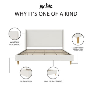 Mr. Kate Tess Upholstered Wingback Bed - Ivory Linen - King