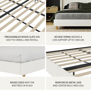 Mr. Kate Tess Upholstered Wingback Bed - Ivory Linen - King
