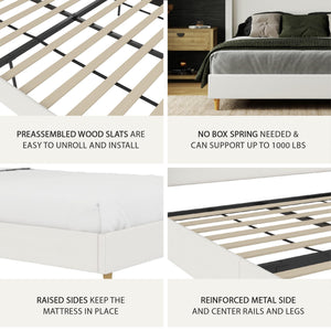 Mr. Kate Tess Upholstered Wingback Bed - Ivory Linen - Queen