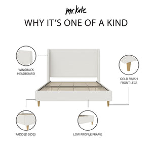 Mr. Kate Tess Upholstered Wingback Bed - Ivory Linen - Queen