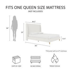 Mr. Kate Tess Upholstered Wingback Bed - Ivory Linen - Queen
