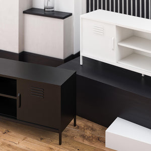 RealRooms Mission District Metal Locker-Style TV Stand for TVs up to 65" - Black