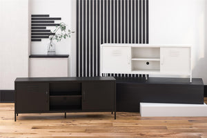 RealRooms Mission District Metal Locker-Style TV Stand for TVs up to 65" - Black