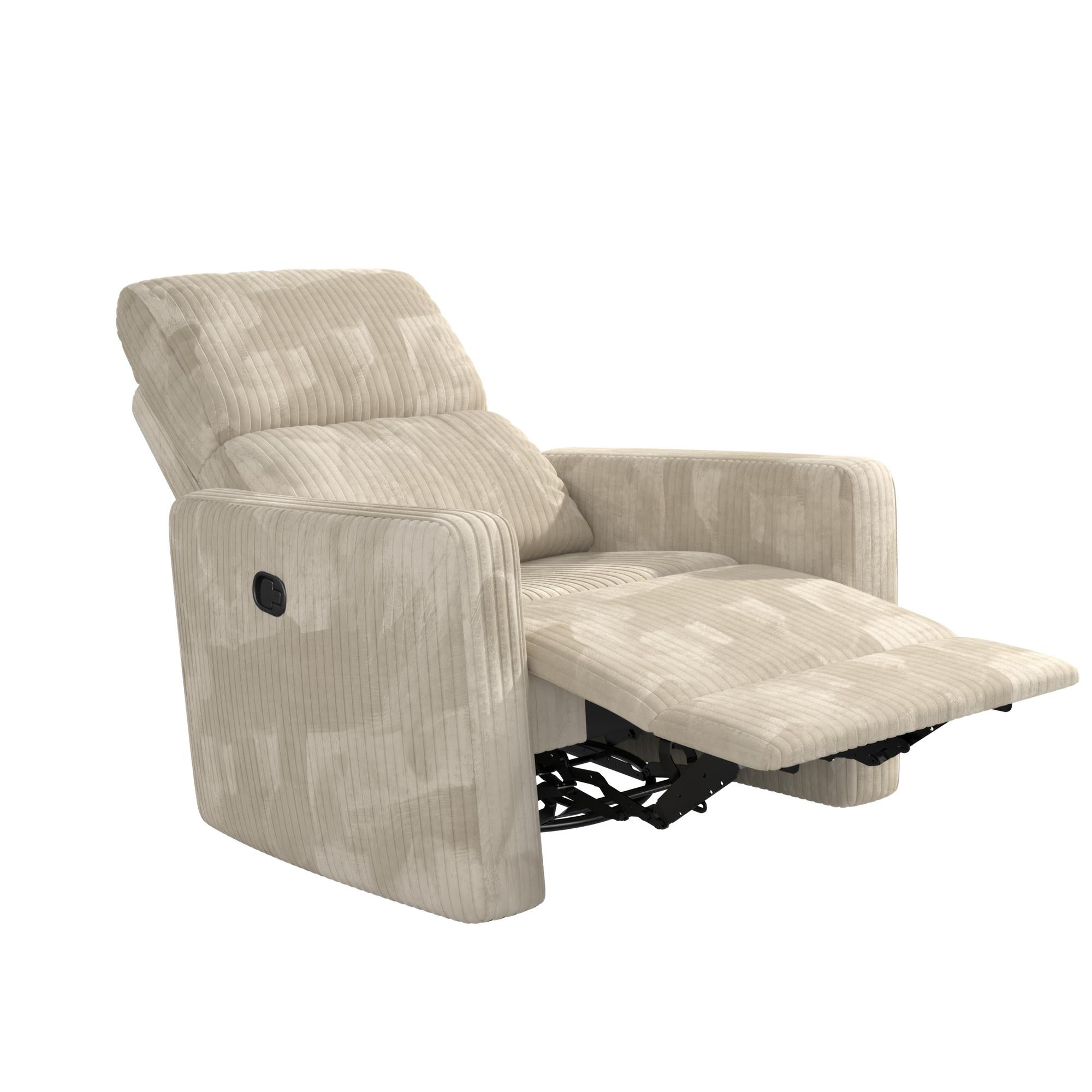 DHP Lukas Swivel Pushback Recliner - Cream - 1-Seater