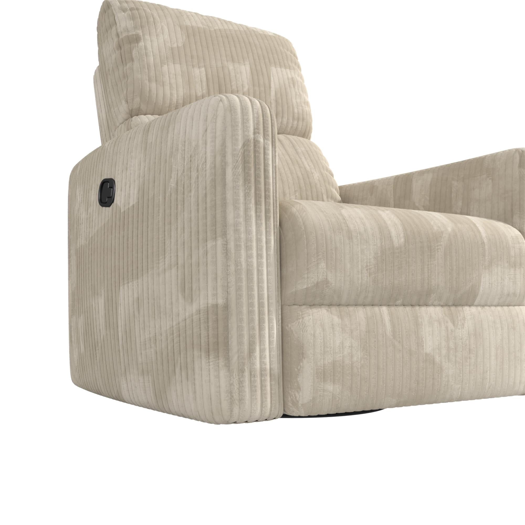 DHP Lukas Swivel Pushback Recliner - Cream - 1-Seater