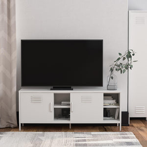 RealRooms Mission District Metal Locker-Style TV Stand for TVs up to 65" - White
