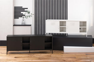 RealRooms Mission District Metal Locker-Style TV Stand for TVs up to 65" - White