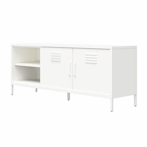 RealRooms Mission District Metal Locker-Style TV Stand for TVs up to 65" - White