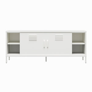 RealRooms Mission District Metal Locker-Style TV Stand for TVs up to 65" - White