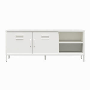 RealRooms Mission District Metal Locker-Style TV Stand for TVs up to 65" - White