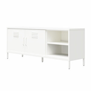 RealRooms Mission District Metal Locker-Style TV Stand for TVs up to 65" - White