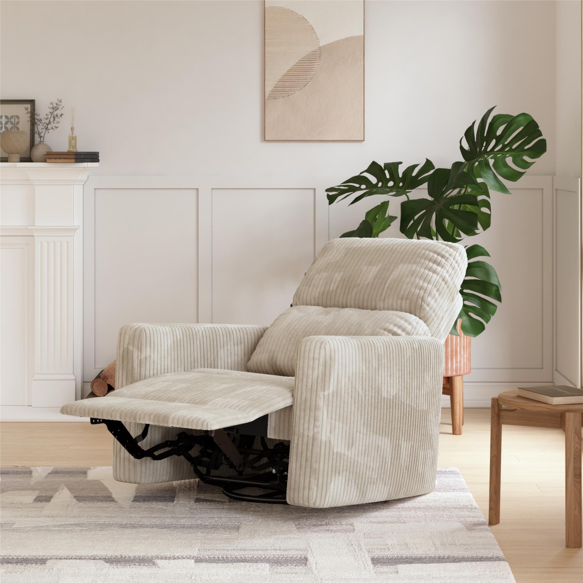 DHP Lukas Swivel Pushback Recliner - Cream - 1-Seater