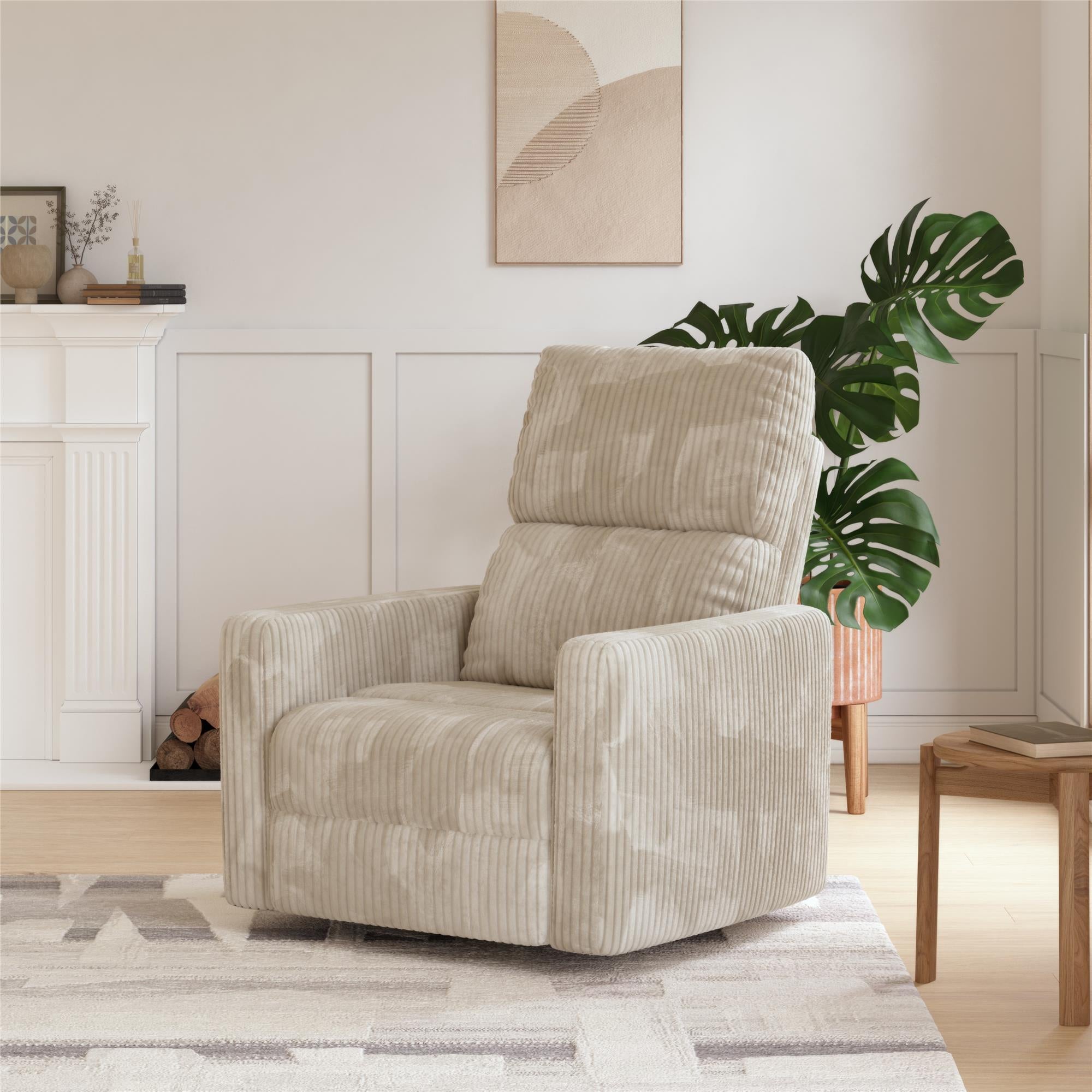 DHP Lukas Swivel Pushback Recliner - Cream - 1-Seater