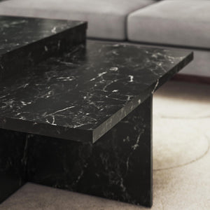 CosmoLiving Brielle Two-Tiered Coffee Table, Faux Black Marble - Black Marble