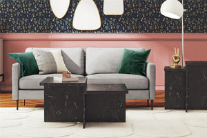 CosmoLiving Brielle Two-Tiered Coffee Table, Faux Black Marble - Black Marble