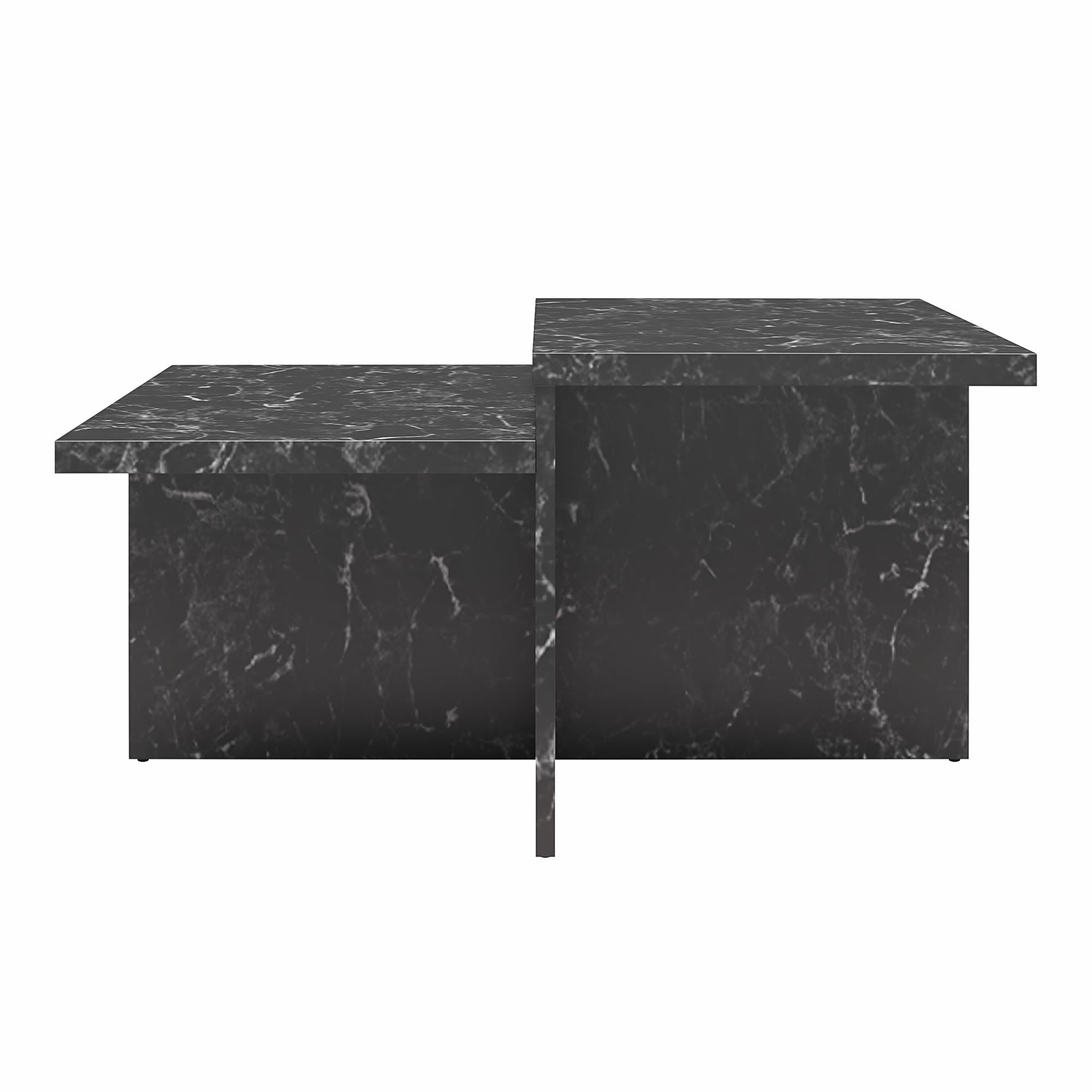 CosmoLiving Brielle Two-Tiered Coffee Table, Faux Black Marble - Black Marble