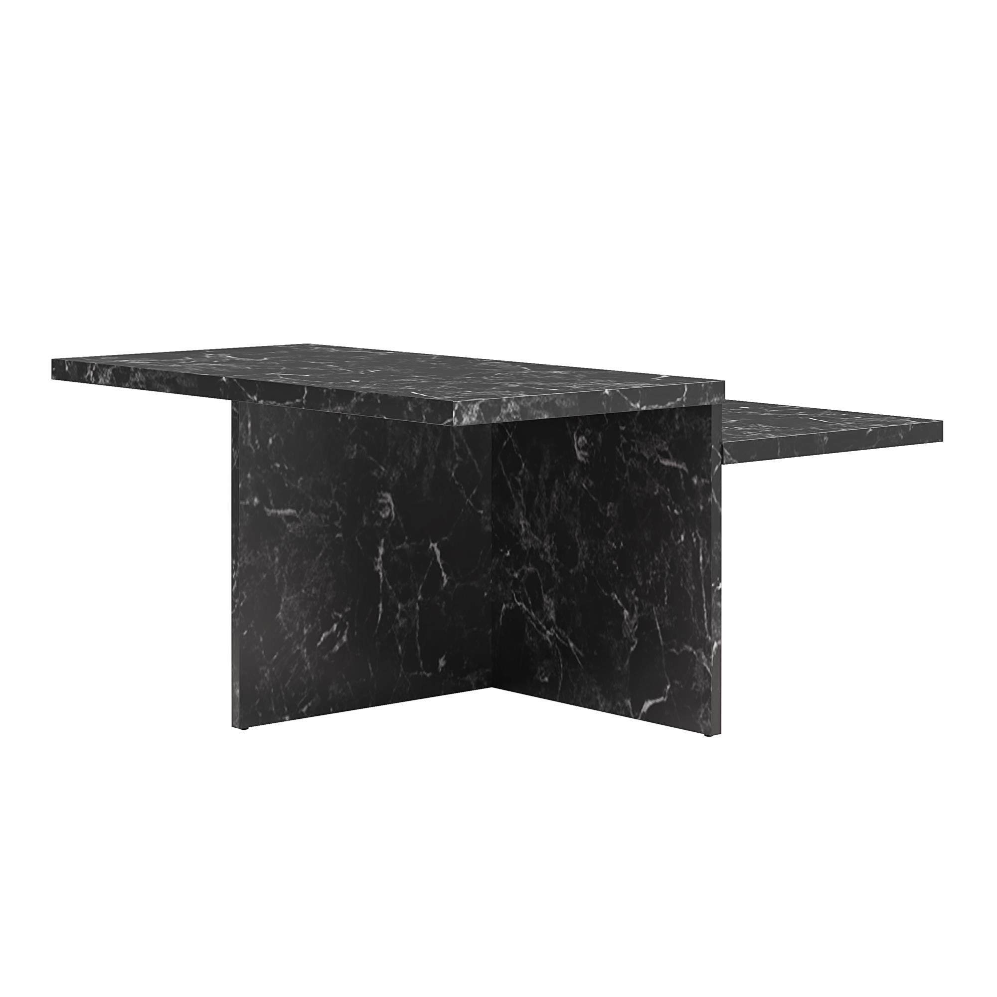 CosmoLiving Brielle Two-Tiered Coffee Table, Faux Black Marble - Black Marble