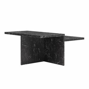 CosmoLiving Brielle Two-Tiered Coffee Table, Faux Black Marble - Black Marble