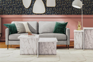 CosmoLiving Brielle Two-Tiered Coffee Table - White marble