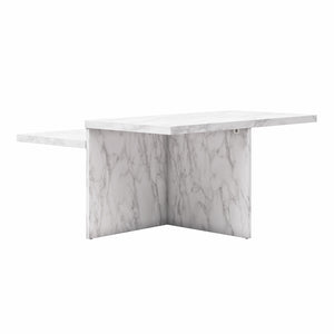 CosmoLiving Brielle Two-Tiered Coffee Table - White marble