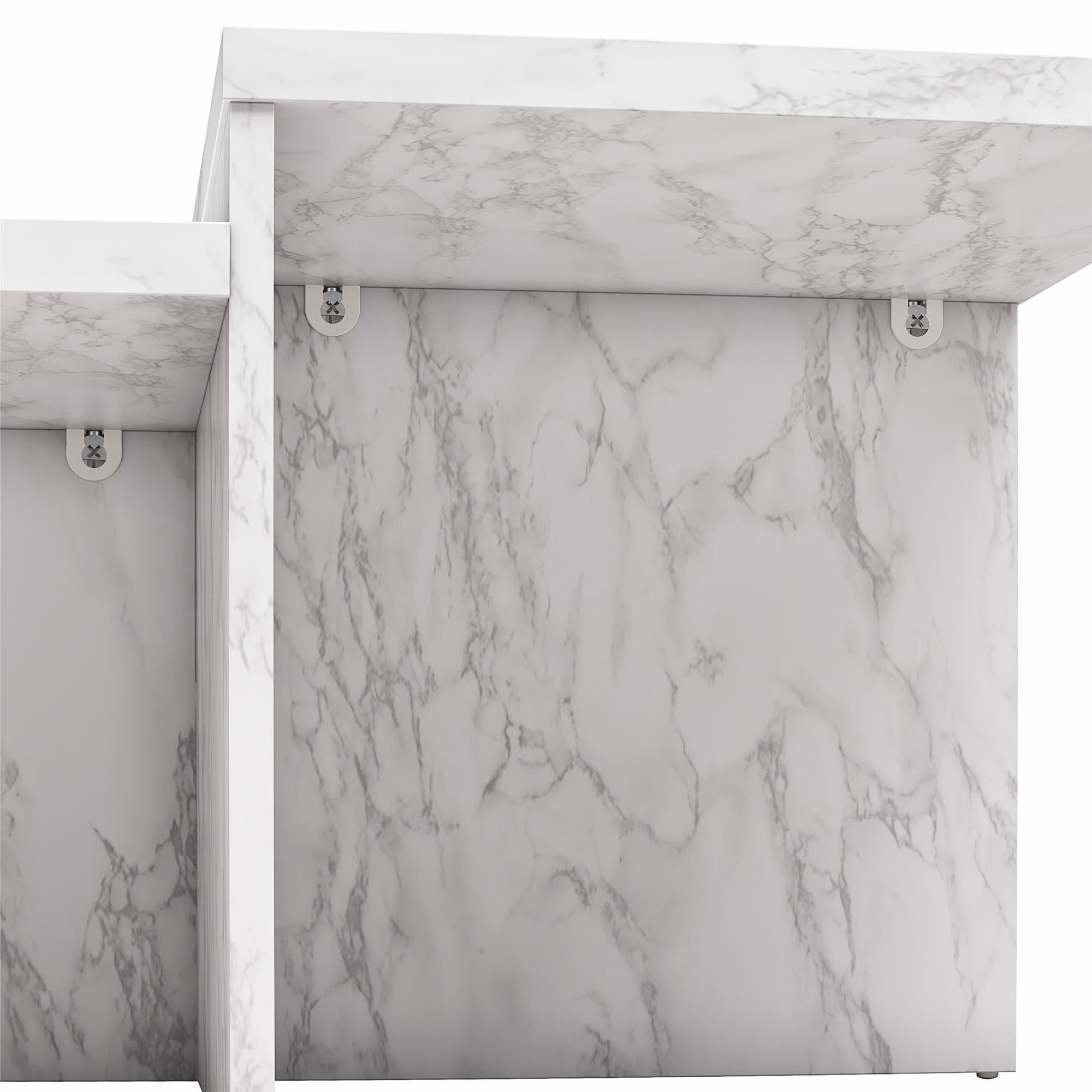 CosmoLiving Brielle Two-Tiered Coffee Table - White marble