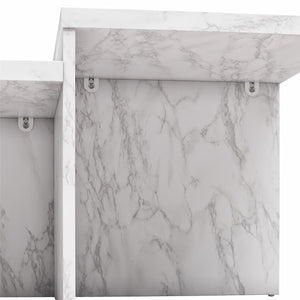 CosmoLiving Brielle Two-Tiered Coffee Table - White marble