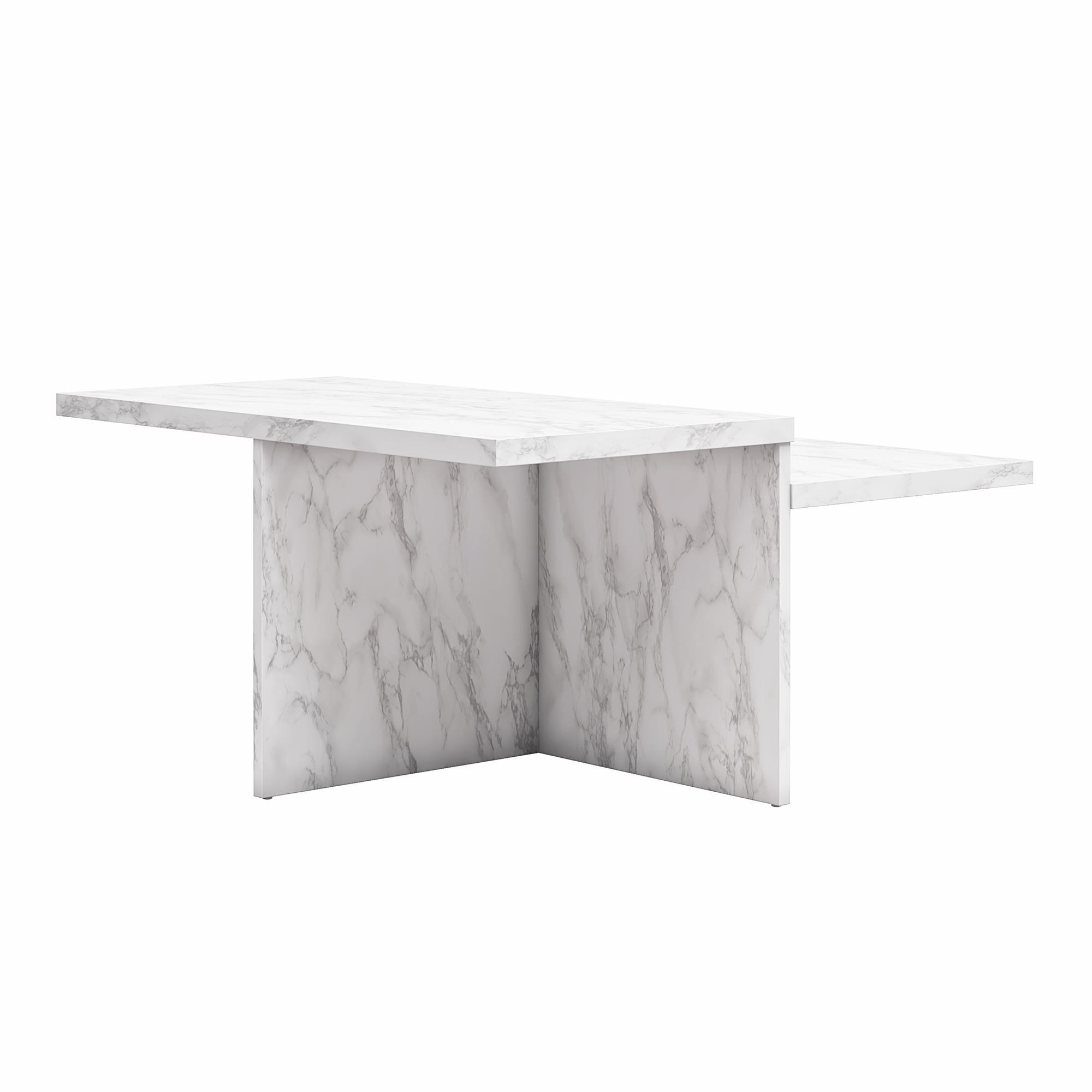 CosmoLiving Brielle Two-Tiered Coffee Table - White marble